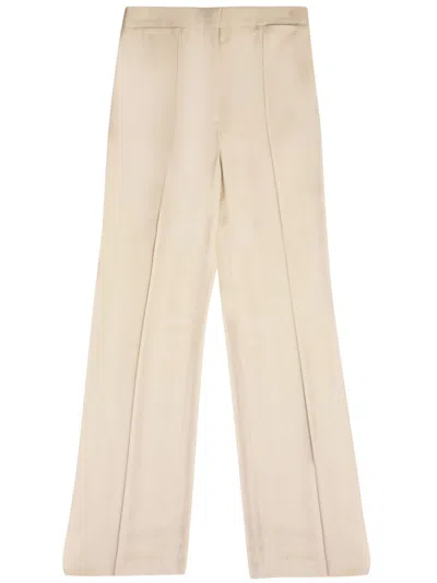 Stella Mccartney Iconic Beige Flare Pants For Women In Sand-colored Viscose