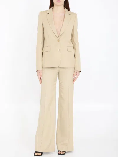 Stella Mccartney Iconic Beige Flare Pants For Women In Sand-colored Viscose
