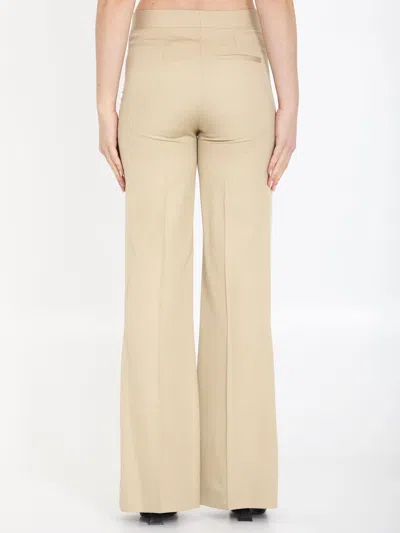 Stella Mccartney Iconic Beige Flare Pants For Women In Sand-colored Viscose