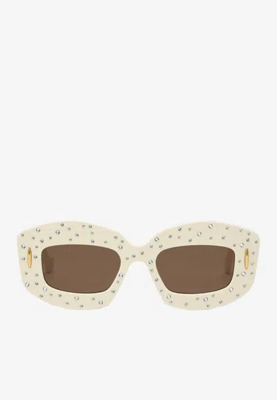 Loewe Anagram Strass Cat-eye Sunglasses In Brown