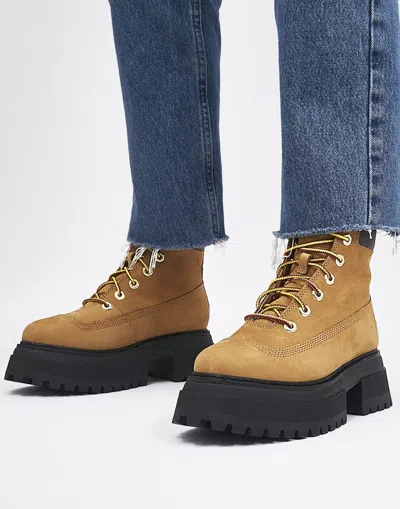 Timberland Sky 6 Inch Lace Up Boots In Wheat Nubuck-neutral