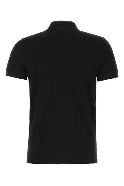 Tom Ford Black Short-sleeves Polo In Cotton Piquet Jersey Man