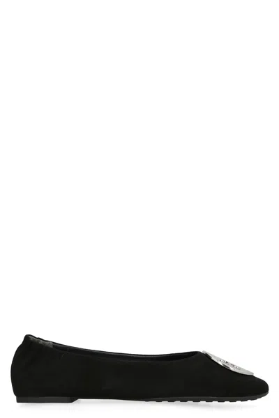 Tory Burch Claire Suede Ballet Flats In Black