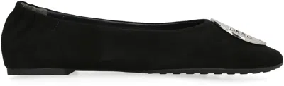 Tory Burch Claire Suede Ballet Flats In Black
