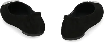 Tory Burch Claire Suede Ballet Flats In Black