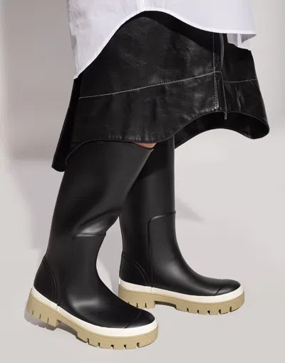 Tory Burch Woman Knee Boots Black Size 11 Rubber