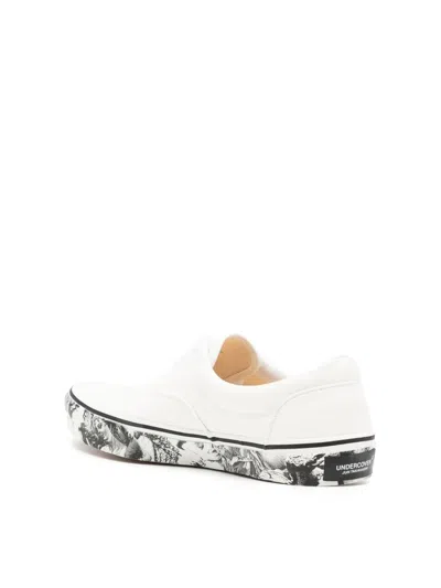 Undercover Printed Soles Canvas Sneakers In White