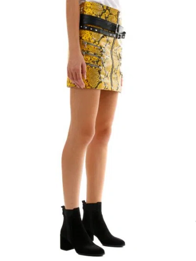 Ben Taverniti Unravel Project Yellow Python Leather Skirt