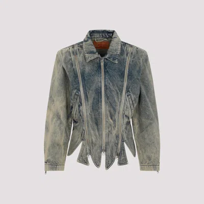 Y/project Tudor Zip Denim Jacket In Blue
