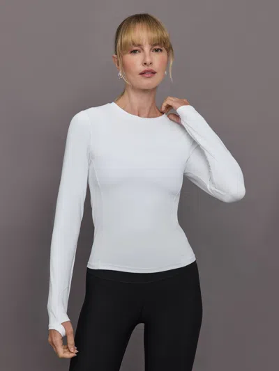 Carbon38 Long Sleeve Crew Neck In Melt In White