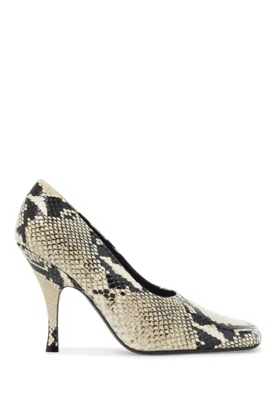 Khaite Eva Snake-effect Leather Pumps In Grey