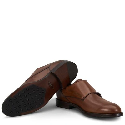 Shop Tod's Monk Strap Shoes In Leather In Brown