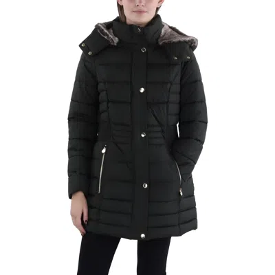 Laundry By Shelli Segal Womens Faux Fur Trim Hooded Puffer Jacket In Multi