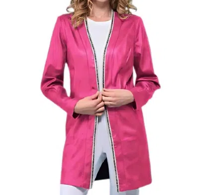 Insight Long Vegan Leather Jacket In Magenta In Pink