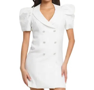 The Sang Short Puff Sleeve Dress In Off White In White