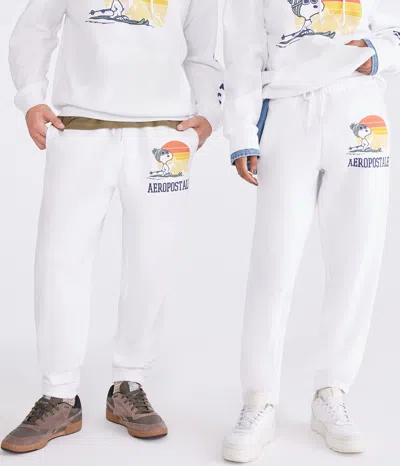 Aéropostale Peanuts  Snoopy Sunset Ski Jogger Sweatpants In White