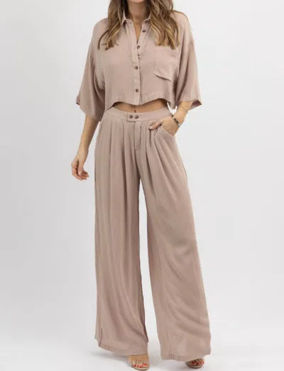 Minco Float On Collar Pant Set In Beige In Beige