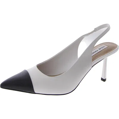 Steve Madden Kling Womens Leather Pointed Toe Slingback Heels In White