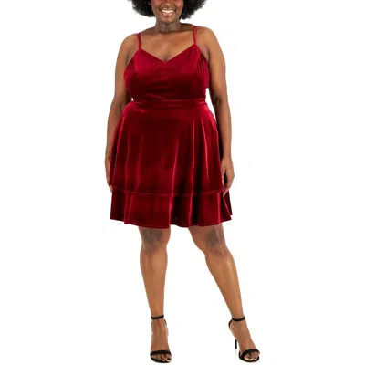B Darlin Plus Womens Lace Back Velvet Cocktail And Party Dress In Pink