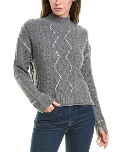 Hannah Rose Whipstitch Cable Wool & Cashmere-blend Pullover In Grey