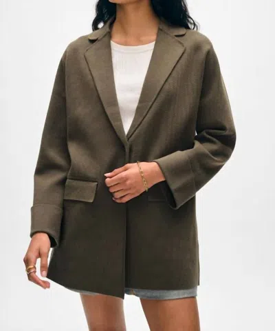 White + Warren Superfine Organic Cotton Oversized Blazer In Dark Sage In Multi