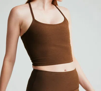 BEYOND YOGA SPACEDYE SLIM RACERBACK CROPPED TANK IN BOLD MOCHA 