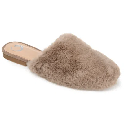 Journee Collection Women's Faux Fur Evelin Mule In Grey