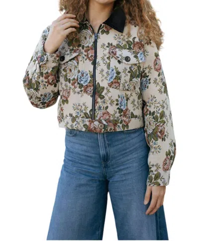 Mable Tapestry Floral Jacket In Beige/multi In Multi
