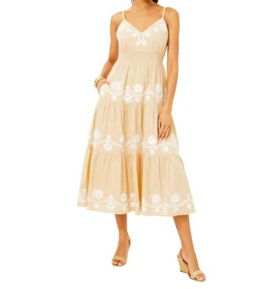 Lilly Pulitzer Aviry Embroidered Midi Dress In Sand Bar In Multi