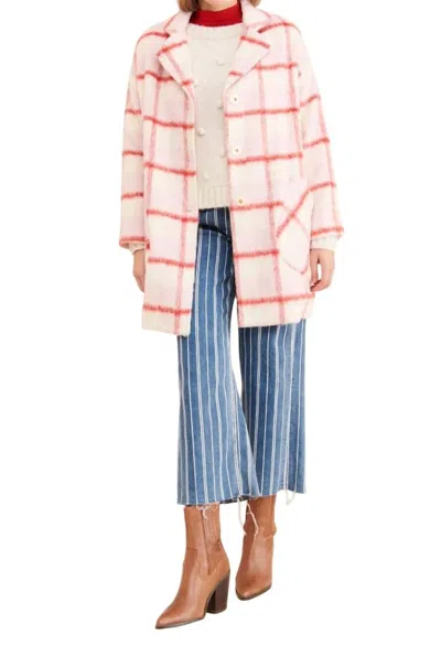 Eva Franco Strawberry Plaid Coat In Pink Plaid In Pink