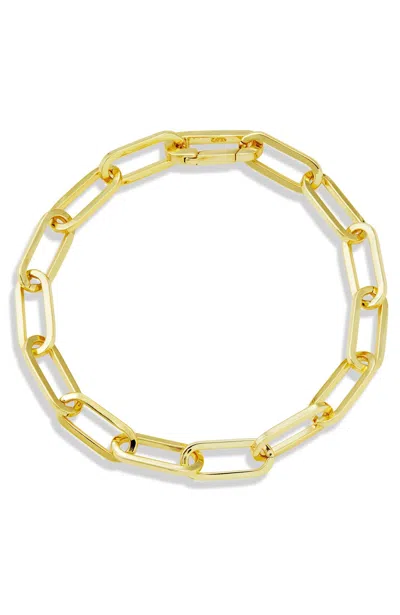 Savvy Cie Jewels 18k Gold Plated Paperclip Link Bracelet In Yellow