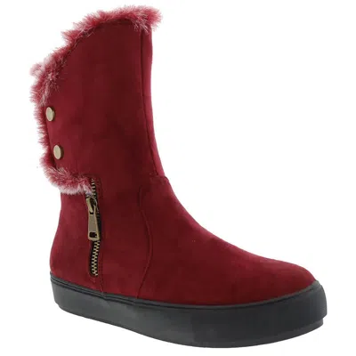 Bellini Furry Womens Faux Fur Zipper Winter & Snow Boots In Pink