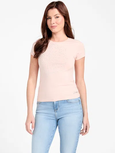 Guess Factory Juliana Embellished Floral Tee In Pink