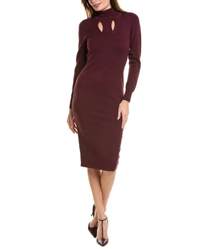 Elie Tahari Geometric Keyhole Sweaterdress In Red