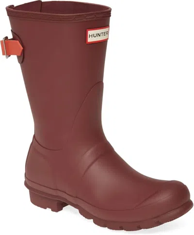 Hunter Women's Original Short Back Adjustable Rain Boot In Rumbling Red/siren In Multi