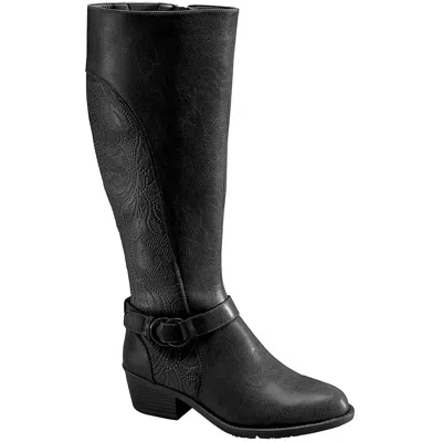 Easy Street Luella Womens Wide Calf Block Heel Knee-high Boots In Black