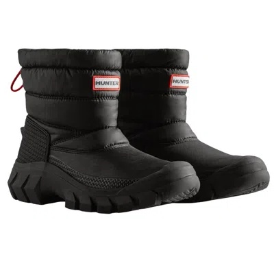 Hunter Wanderer Faux Shearling Waterproof Boot In Black