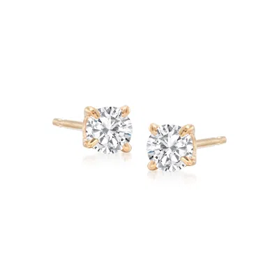 Ross-simons Diamond Stud Earrings In 14kt Yellow Gold In White