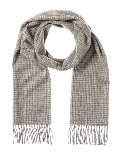 Amicale Cashmere Houndstooth Cashmere Scarf In Grey