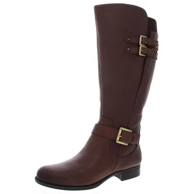 Naturalizer Jessie Womens Leather Wide Calf Riding Boots In Gold