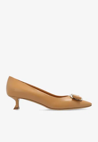 Ferragamo Zelma 40 Nappa Leather Pumps In Camel