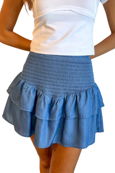 Reset By Jane Smocked Denim Skirt In Multi