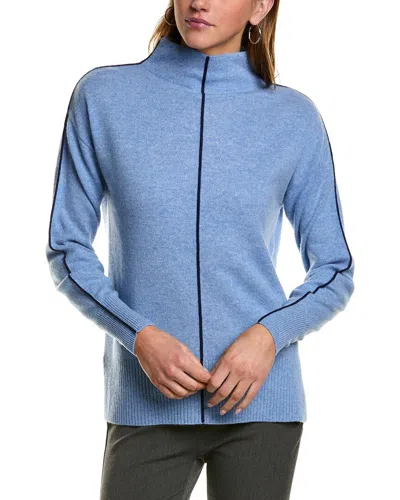 Incashmere Tipped Mock Neck Cashmere Sweater In Blue