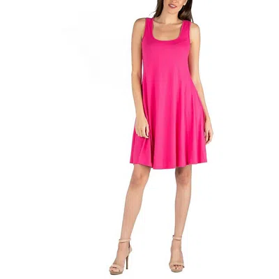 24seven Comfort Apparel Plus Size Fit And Flare Knee Length Tank Dress In Pink