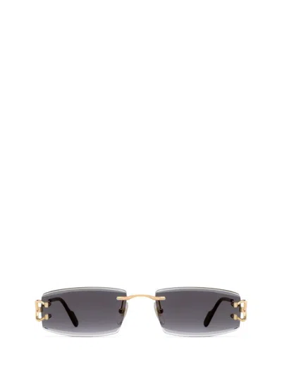 Cartier Rectangular Frame Sunglasses In Gold