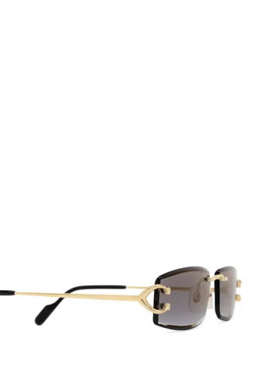Cartier Rectangular Frame Sunglasses In Gold