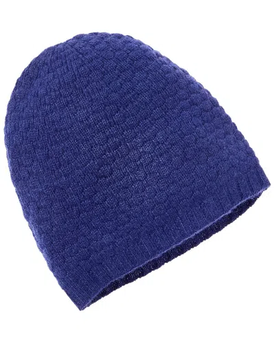 Hannah Rose Raised Diamond Stitch Cashmere Hat In Blue