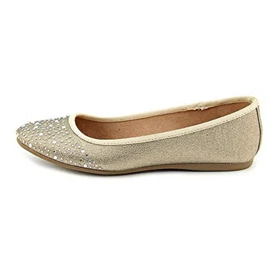 Style & Co Angelynn Womens Ribbed Trim Man Made Ballet Flats In Gold