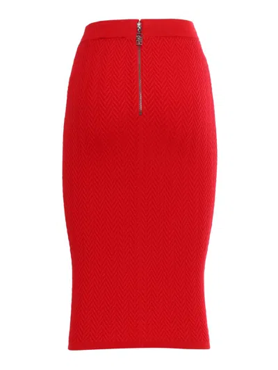 Elisabetta Franchi Chain Chevron High Waist Knee-length Skirts In Red