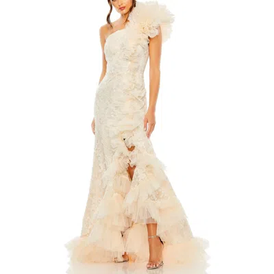 Mac Duggal One Shoulder Ruffle Tulle Gown In Multi